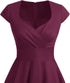 Naoki – Vintage Rockabilly Midi Kleid mit V-Ausschnitt & 3/4 Ärmeln für Cocktail, Hochzeit & Abend